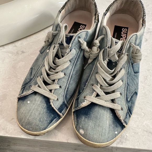 Golden Goose Glitter Denim Sneakers - Picture 1 of 4